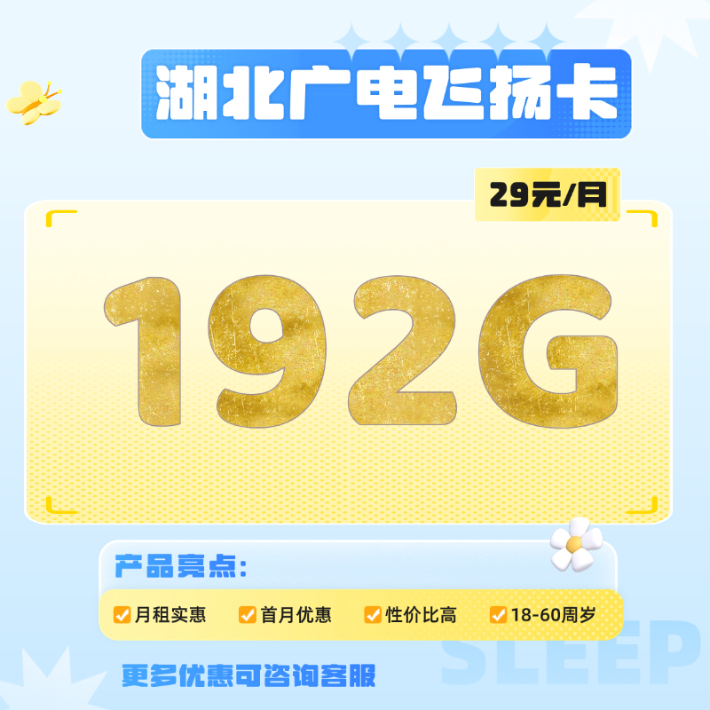 湖北广电飞扬卡(29元包192G通用流量)