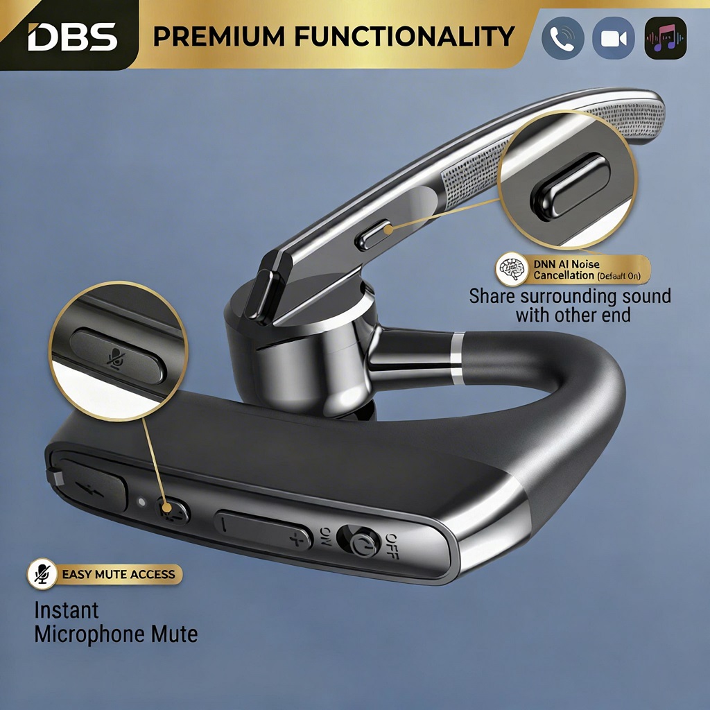 V8H – DNN AI Noise Cancelling Headset | 70dB Depth | 50m Range | Environmental Sound Sharing 4