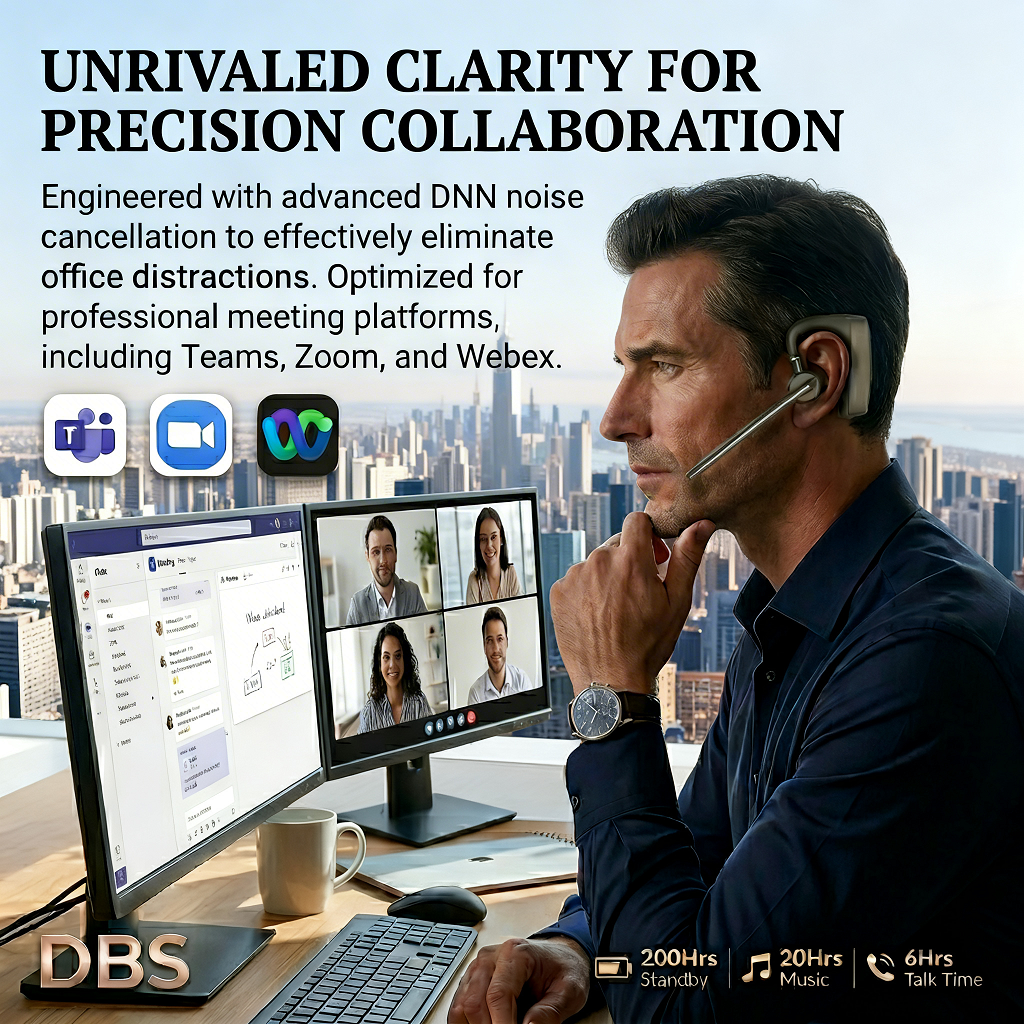V8H – DNN AI Noise Cancelling Headset | 70dB Depth | 50m Range | Environmental Sound Sharing 6