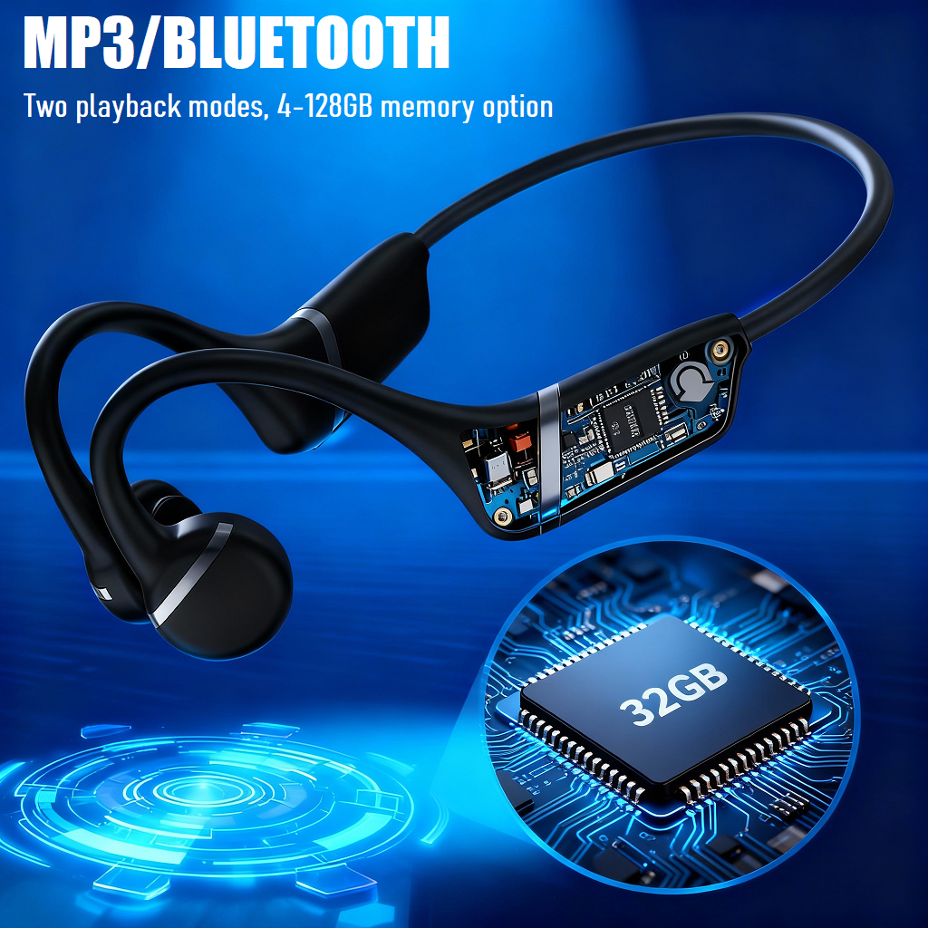 H12B Bone Conduction Sports Headphone | Bluetooth 5.3 | 32GB MP3 | IPX5 6